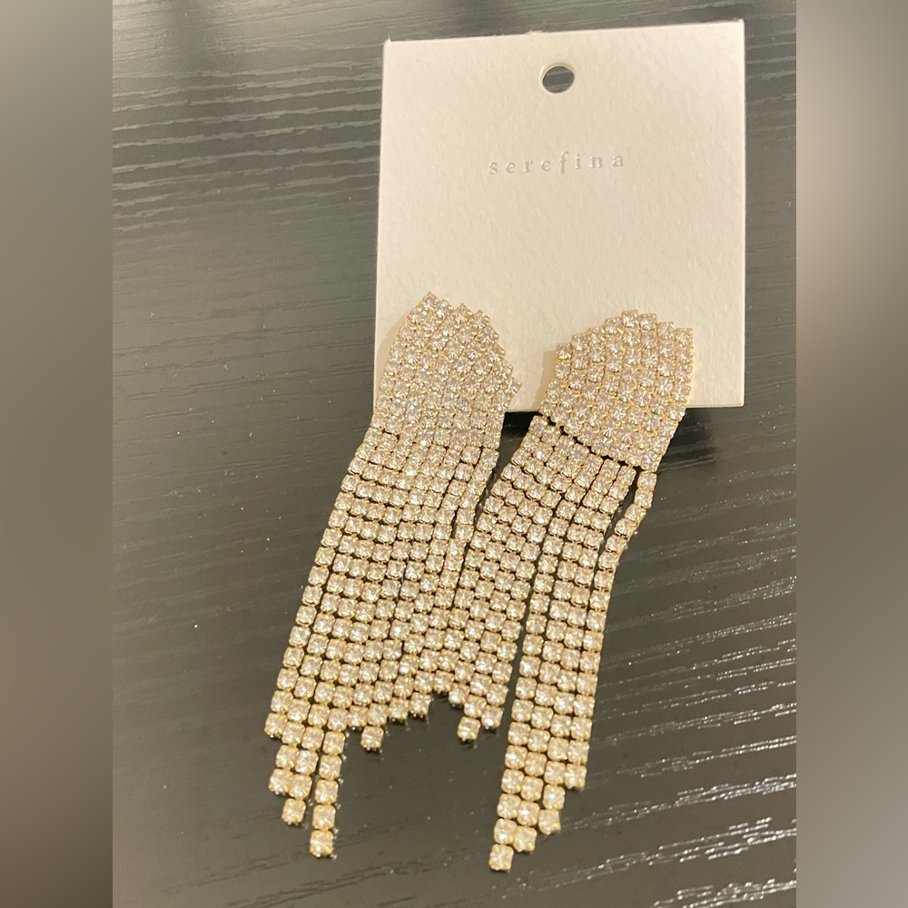 Bisjoux Gold Crystal Fringe Earrings